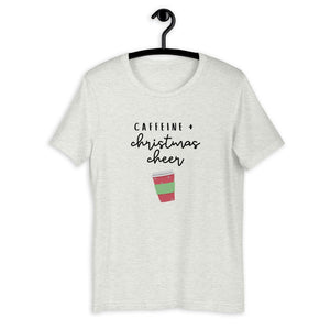 Caffeine and christmas cheer Short-Sleeve Unisex T-Shirt, christmas shirt, punny shirt, holiday shirt