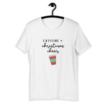 Load image into Gallery viewer, Caffeine and christmas cheer Short-Sleeve Unisex T-Shirt, christmas shirt, punny shirt, holiday shirt
