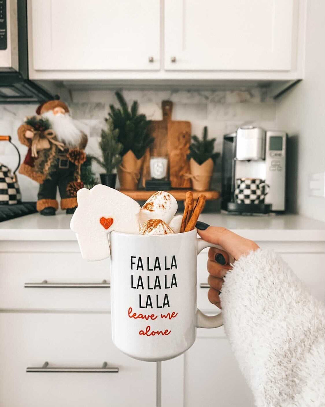 Fa la la leave me alone mug, cute mug, festive mug, christmas mug, punny mug, holiday mug