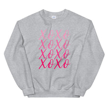 Load image into Gallery viewer, XOXO Unisex Sweatshirt, valentines sweatshirt, valentine shirt, cute shirt
