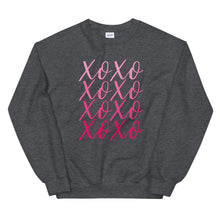 Load image into Gallery viewer, XOXO Unisex Sweatshirt, valentines sweatshirt, valentine shirt, cute shirt
