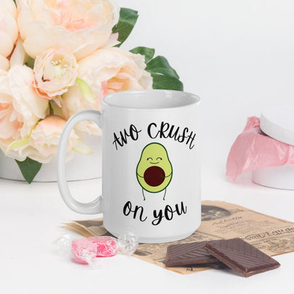 Avo crush on you Mug, valentines day, love mug, love pun, punny mug