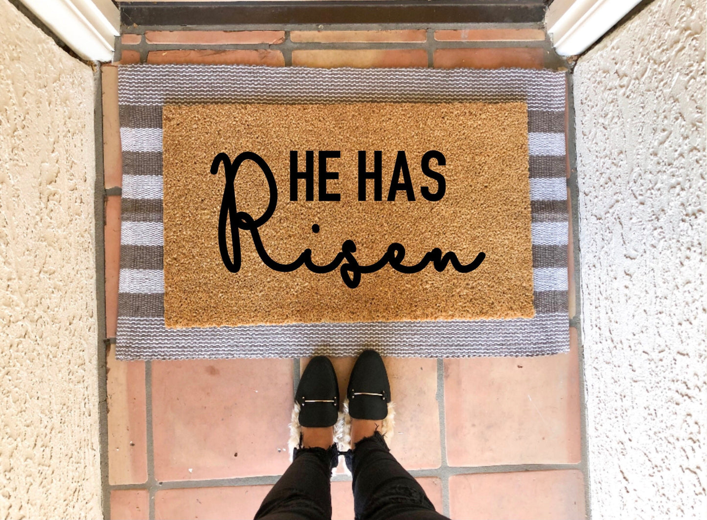 He has risen doormat, cute doormat, easter doormat, spring doormat