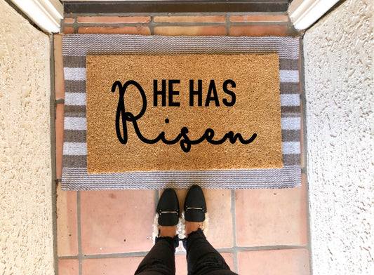 He has risen doormat, cute doormat, easter doormat, spring doormat