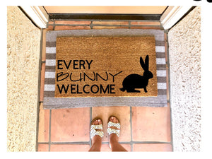 Every bunny welcome doormat, cute doormat, easter doormat, spring doormat, bunny doormat
