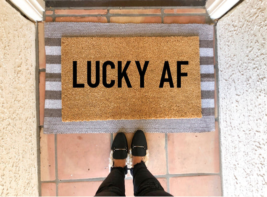 Lucky AF doormat, cute doormat, st patricks day doormat, spring doormat
