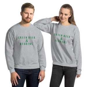 Green beer and Reubens Unisex Sweatshirt, st Patricks day