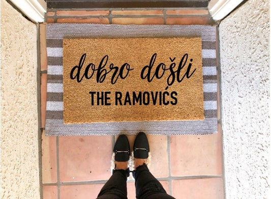 personalized dobro dosli (welcome - croatian/bosnian/serbian) doormat