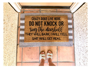 Crazy dogs live here doormat, dog doormat, pet doormat, cute doormat, dog mom