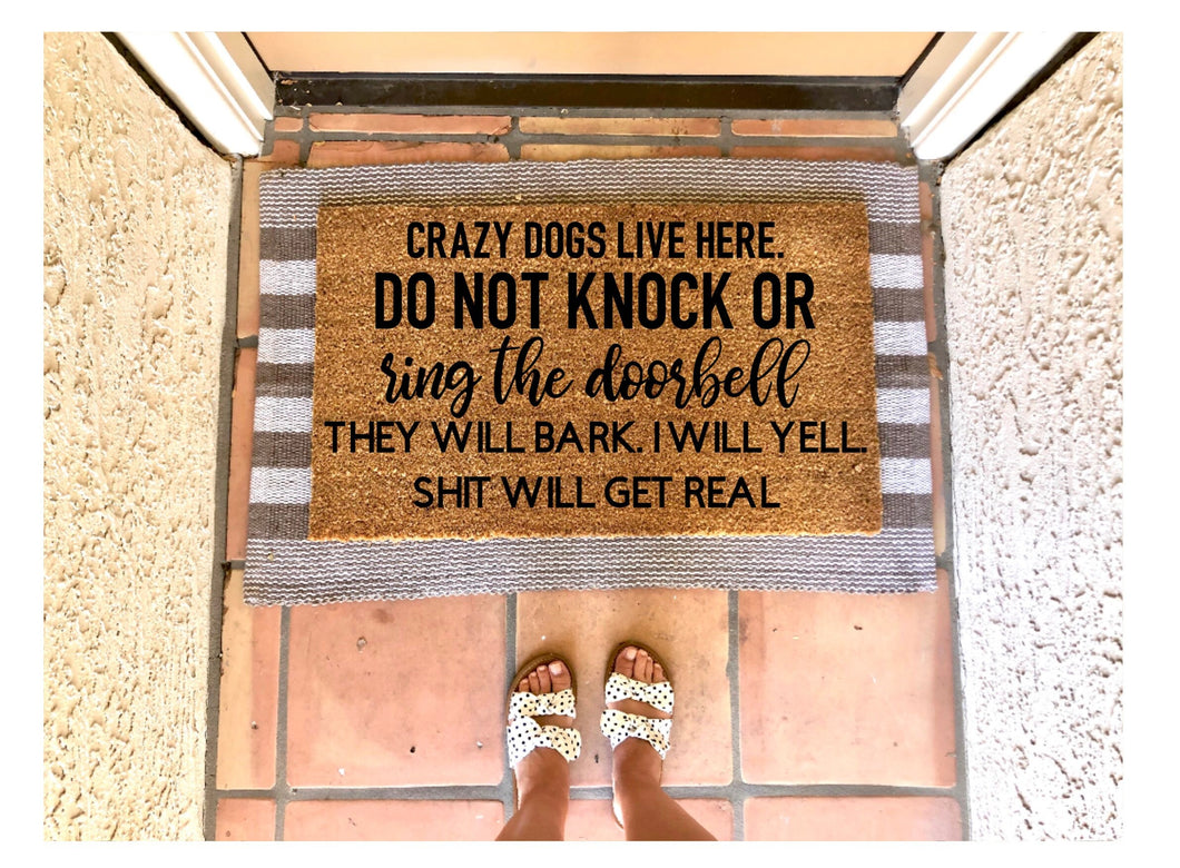Crazy dogs live here doormat, dog doormat, pet doormat, cute doormat, dog mom