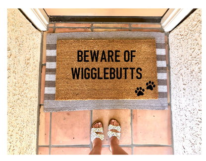 Beware of wigglebutts doormat, dog doormat, pet doormat, cute doormat, dog mom