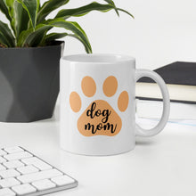 Load image into Gallery viewer, Dog mom orange paw mug, cute mug, dog mom, mothers day gift, gift for her, dog mug
