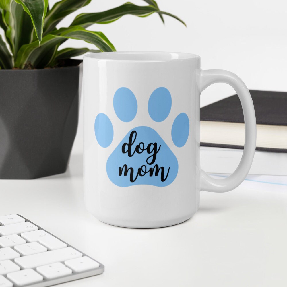 Dog mom blue paw mug, dog mom, dog mug, cute mug, mothers day gift, gift for her