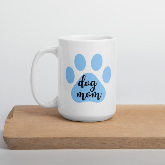 Dog mom blue paw mug, dog mom, dog mug, cute mug, mothers day gift, gift for her