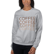 Load image into Gallery viewer, MULTIPLE COLORS AVAILABLE - Coffee multicolored Unisex Sweatshirt, cute shirt, coffee lover
