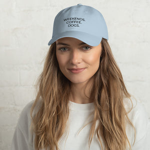 MULTIPLE COLORS AVAILABLE - Weekends coffee dogs Dad hat, cute hat, dog mom, dog lover, coffee lover