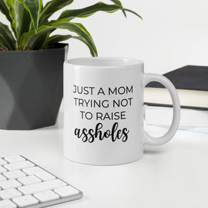 Trying not to raise assholes coffee mug, cute mug funny mug, mothers day, gift for her