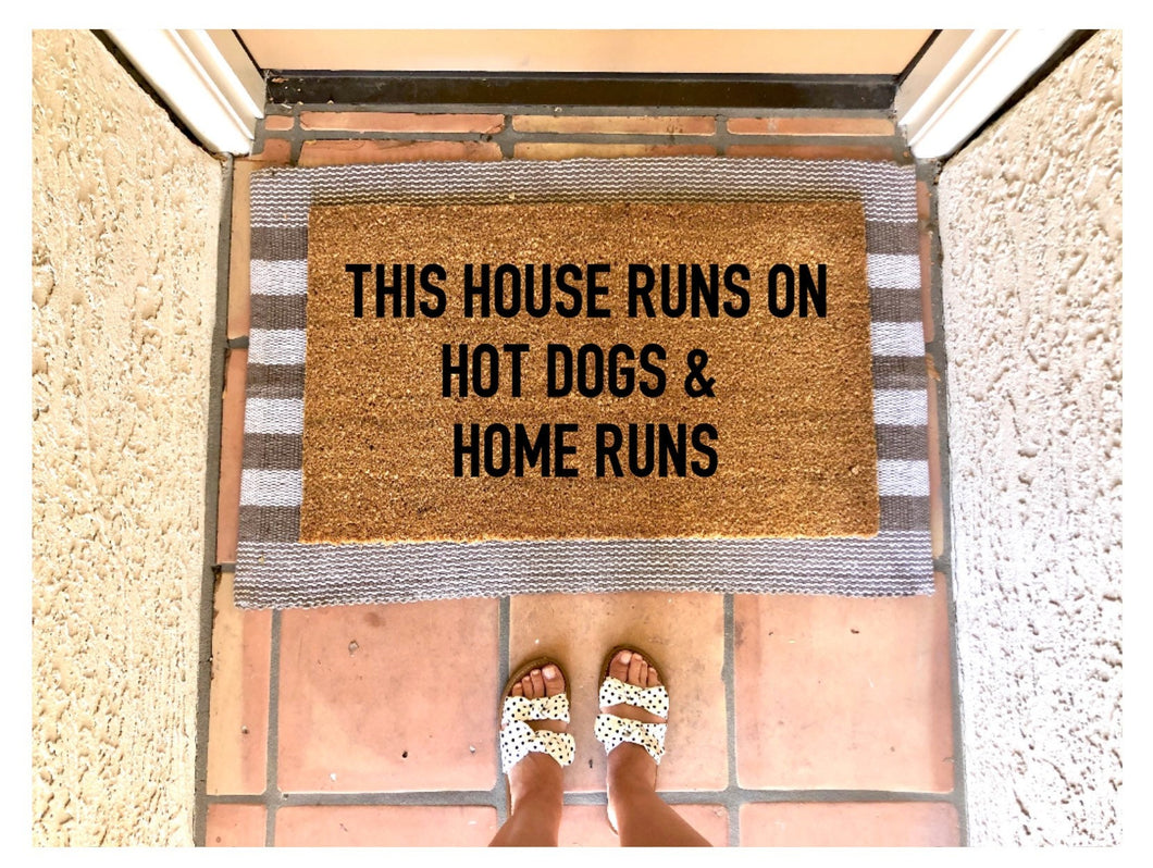 This house runs on hot dogs and home runs doormat