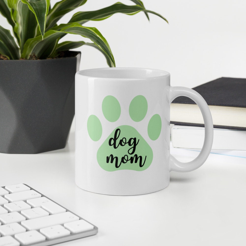 Dog mom green paw mug, mothers day gift, gift for her, dog mom, dog mug