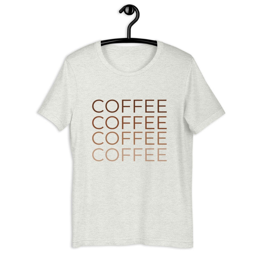 MULTIPLE COLORS AVAILABLE - Coffee multi colored Short-Sleeve Unisex T-Shirt, coffee lover, gift for her, cute shirt