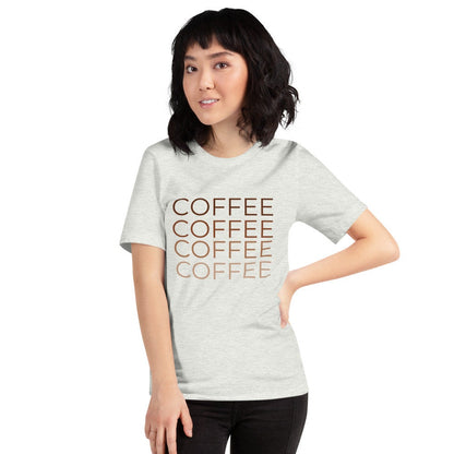 MULTIPLE COLORS AVAILABLE - Coffee multi colored Short-Sleeve Unisex T-Shirt, coffee lover, gift for her, cute shirt