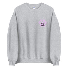 Load image into Gallery viewer, Dog mom purple paw Unisex Sweatshirt, gift for her, mothers day
