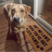 Load image into Gallery viewer, Ain’t no laws when youve got cute paws doormat, dog doormat, pet doormat, cute doormat, dog mom

