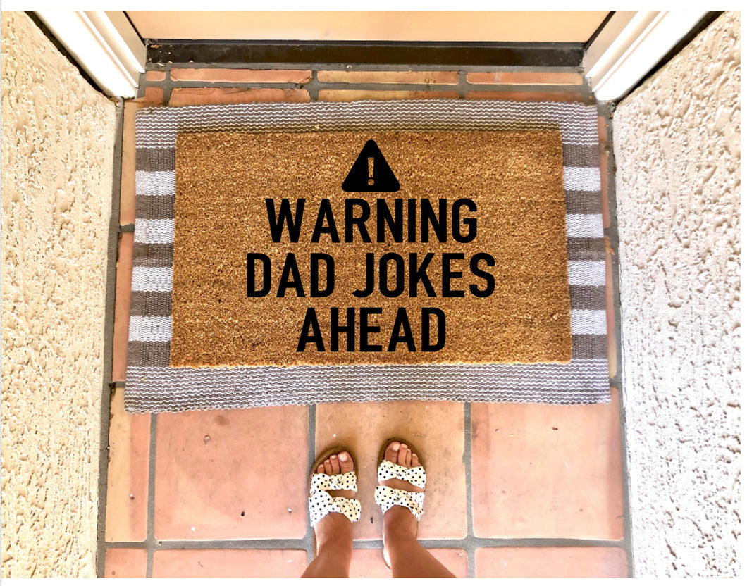 Waring dad jokes ahead doormat, summer doormat, funny doormat, fathers day doormat, fathers day gift, gift for him, dad doormat