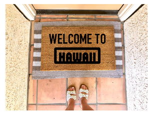 Welcome to Hawaii design doormat, summer doormat, cute doormat, beach doormat