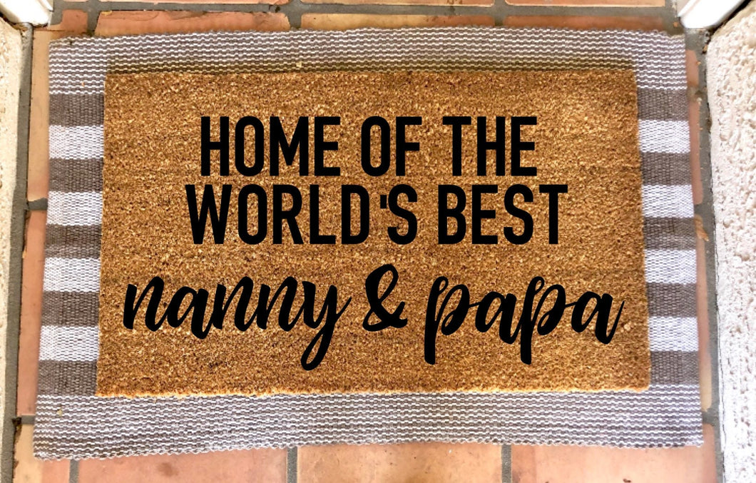 Home of the worlds best nanny & papa doormat, Mother’s Day gift, gift for her, housewarming gift