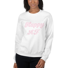 Load image into Gallery viewer, Pink Happy AF Unisex Sweatshirt, happy shirt, cute shirt
