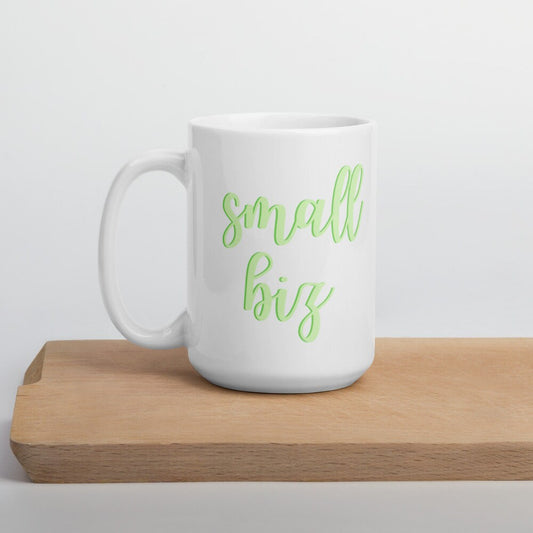 Green Small Biz mug, small business, women owned, shop small