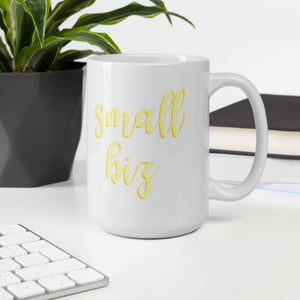 Yellow Small Biz mug, small business, women owned