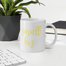 Load image into Gallery viewer, Yellow Small Biz mug, small business, women owned
