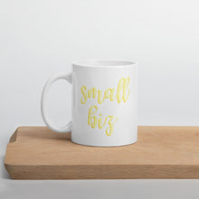 Load image into Gallery viewer, Yellow Small Biz mug, small business, women owned
