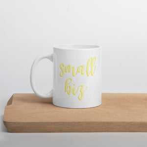 Yellow Small Biz mug, small business, women owned