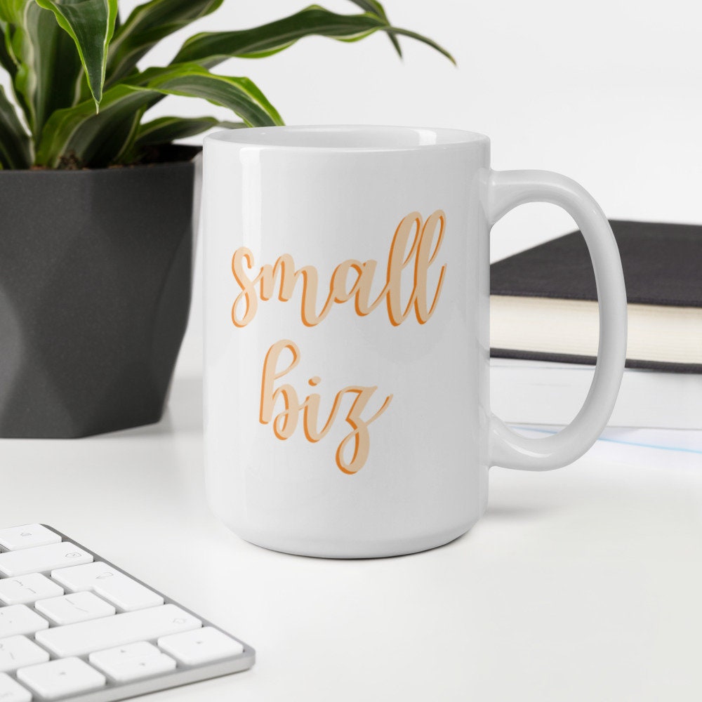 Orange Small Biz mug, small business, women owned