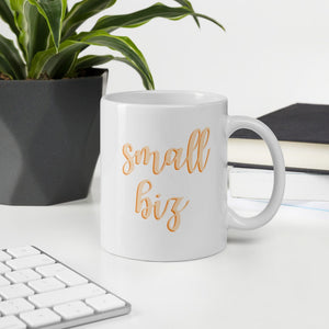 Orange Small Biz mug, small business, women owned