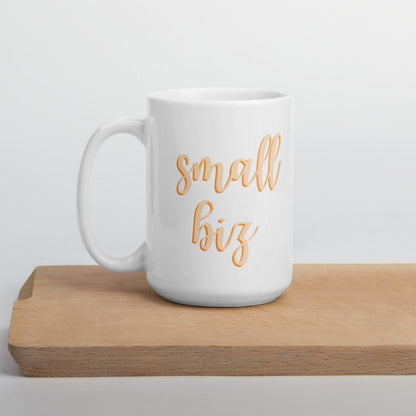 Orange Small Biz mug, small business, women owned