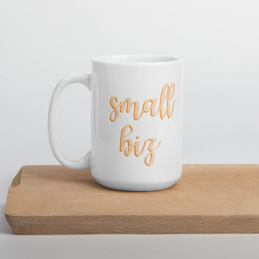 Orange Small Biz mug, small business, women owned