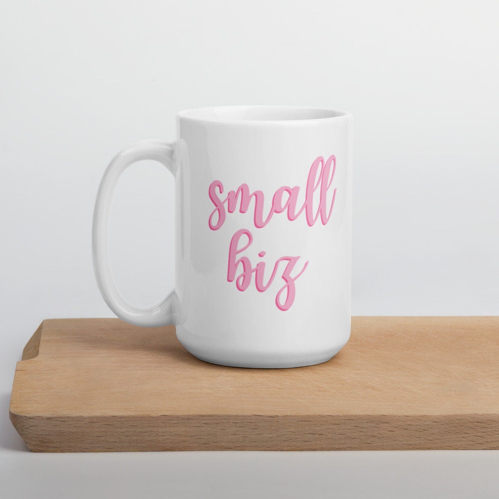 Pink Small Biz mug, small business, women owned