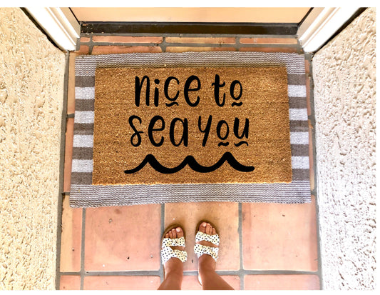 Nice to sea you ocean wave doormat, summer doormat, cute doormat, beach doormat