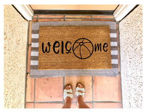 Welcome with beach ball doormat, summer doormat, cute doormat, beach doormat