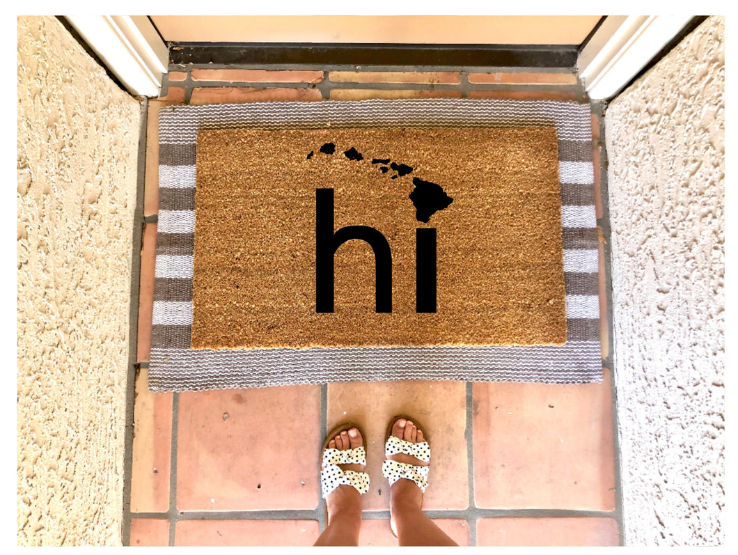 Hi Hawaii design doormat, summer doormat, cute doormat, beach doormat