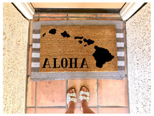 Aloha Hawaii design doormat, summer doormat, cute doormat, beach doormat