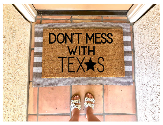 Dont mess with Texas doormat, summer doormat, cute doormat, patriotic doormat, Texas doormat, western