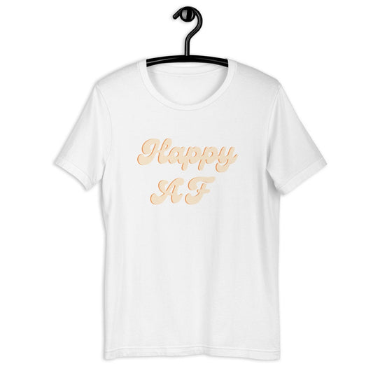 Orange Happy AF Short-Sleeve Unisex T-Shirt, happy shirt, cute shirt, positivity
