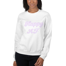 Load image into Gallery viewer, Purple Happy AF Unisex Sweatshirt, happy shirt, cute shirt
