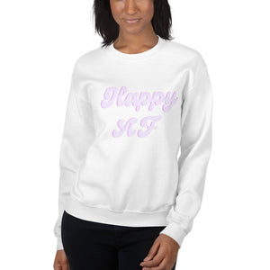 Purple Happy AF Unisex Sweatshirt, happy shirt, cute shirt