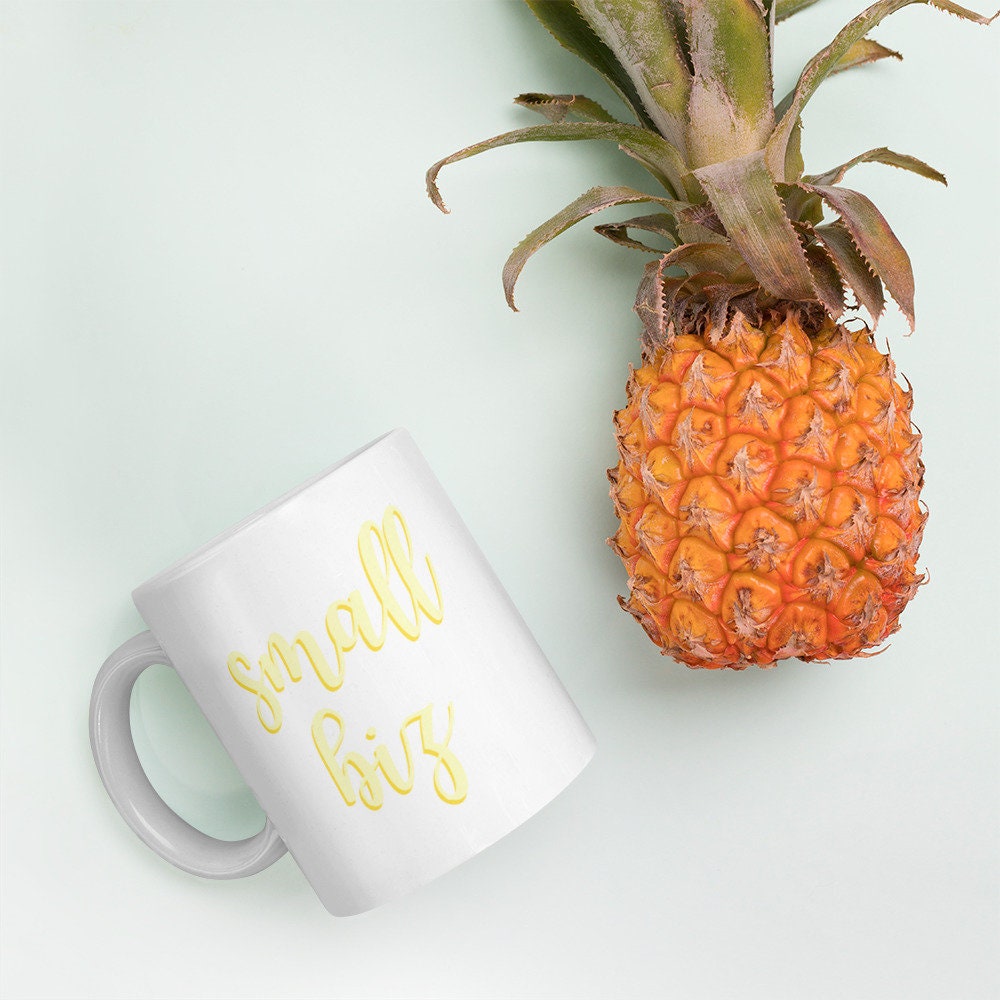 Yellow Small Biz mug, small business, women owned